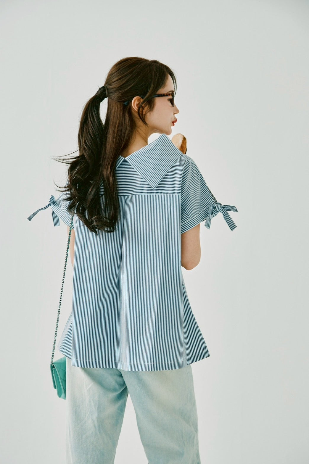 【即日発送】French ribbon stripe 2WAY shirt