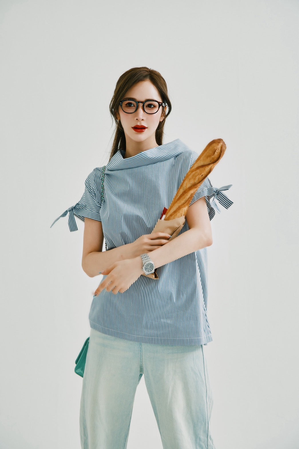 【即日発送】French ribbon stripe 2WAY shirt