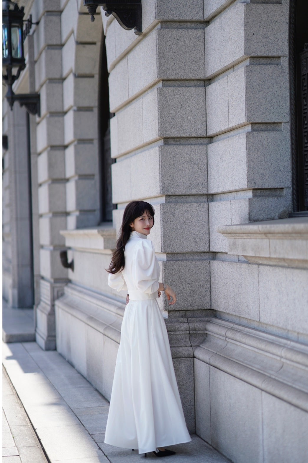 【即日発送】High neck voluminous sleeve shirt