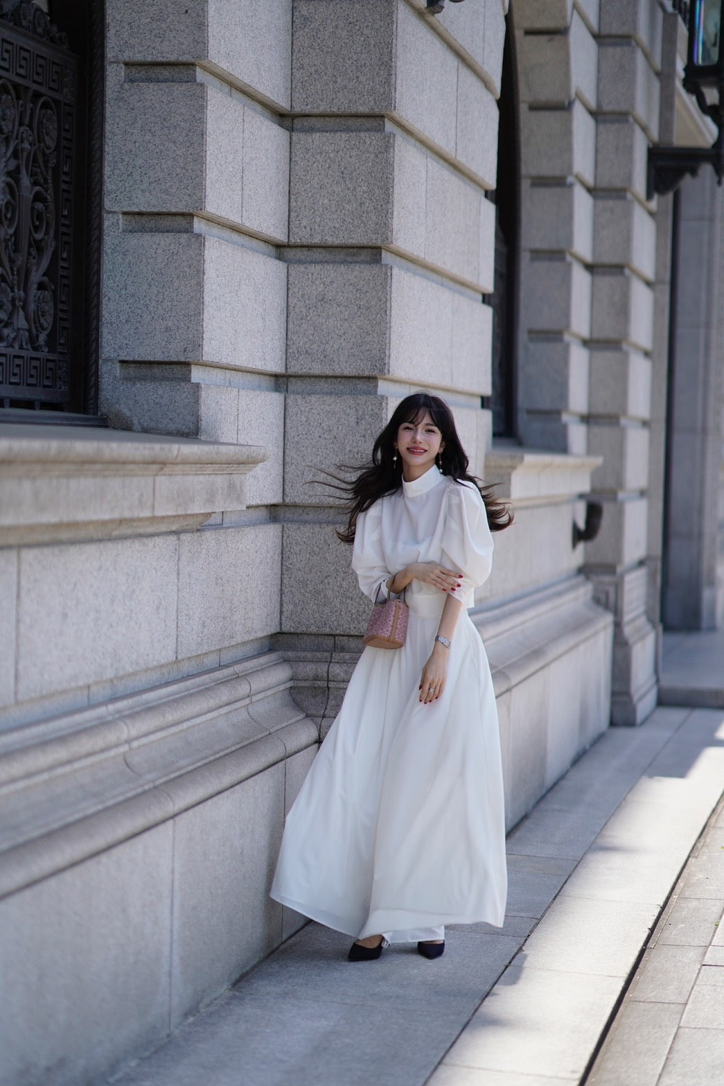 【即日発送】High neck voluminous sleeve shirt