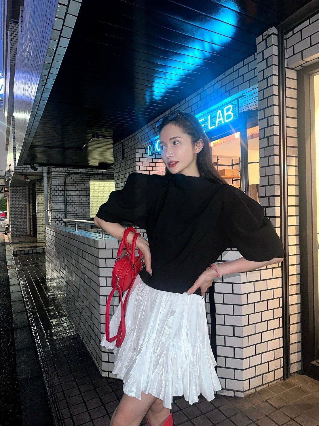 【即日発送】High neck voluminous sleeve shirt
